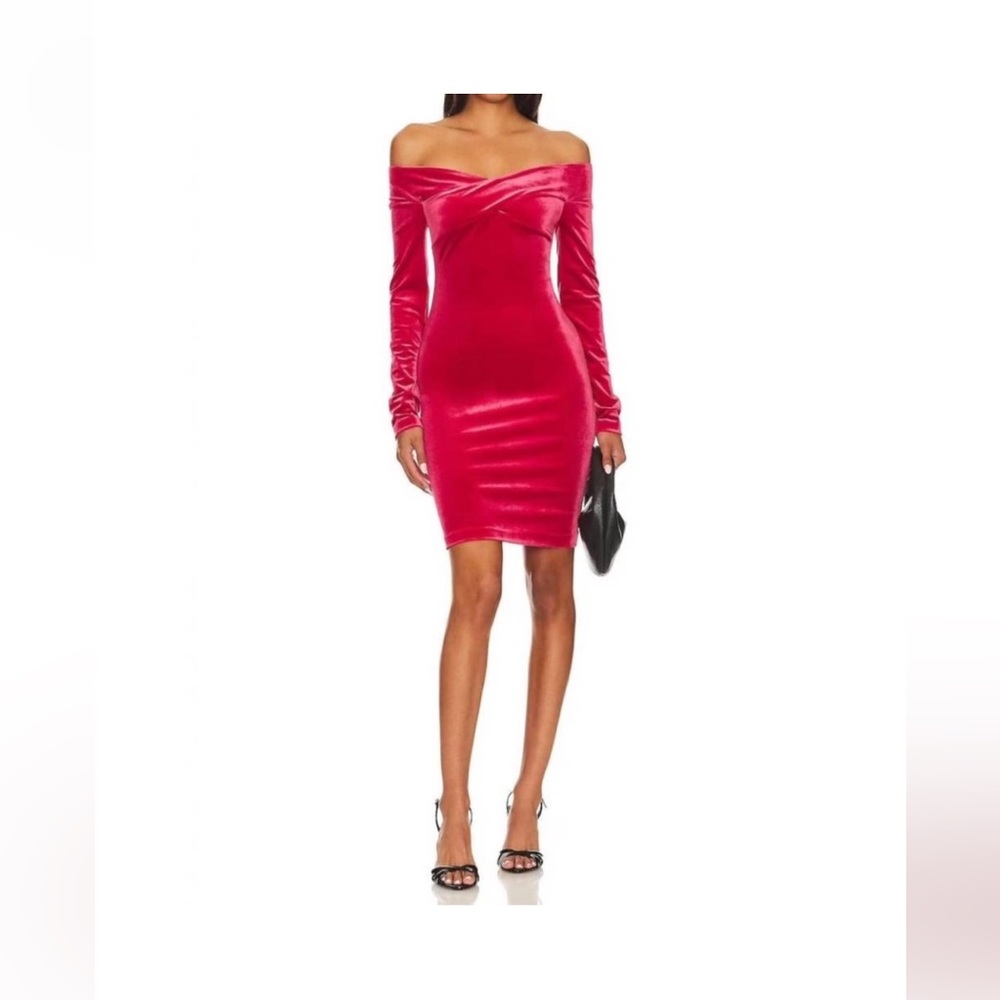 NWT Steve Madden Off-Shoulder Red Velvet Dress XS